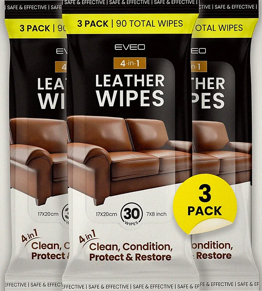 3 Pack 90 Total XL Leather Cleaner Wipes Condition Protect Restore UV ultimate