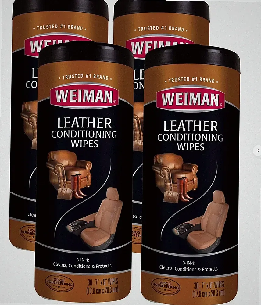 (4 PACK) Weiman 120 Count Leather Cleaning Wipes
