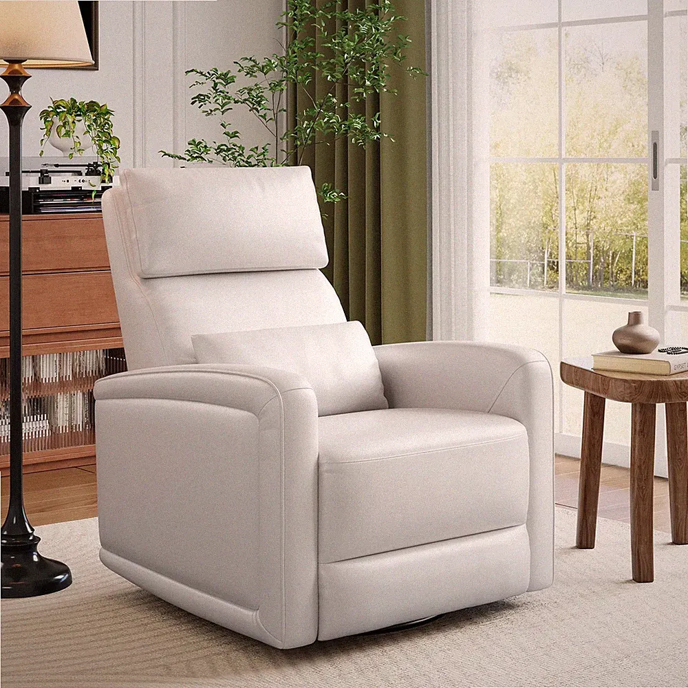 Adult Manual Recliner Chair, 360° Swivel Sofa Rocker, Faux Leather Single Sof...