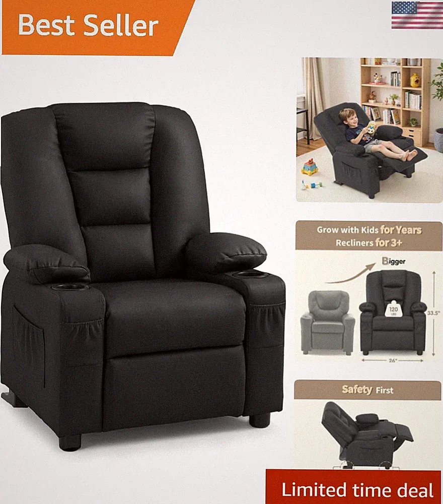 Big Kids Recliner for Ages 3+, Child Reclining Chair, Toddlers Recliner Sofa...
