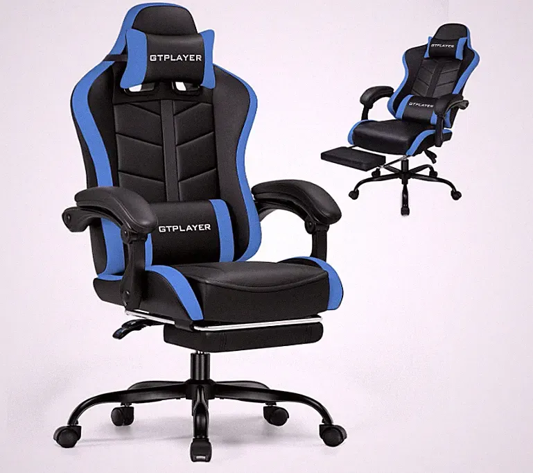 GTPLAYER Gaming Chair w/ Footrest, Recline & Headrest - Home/Office, Adults/Kids