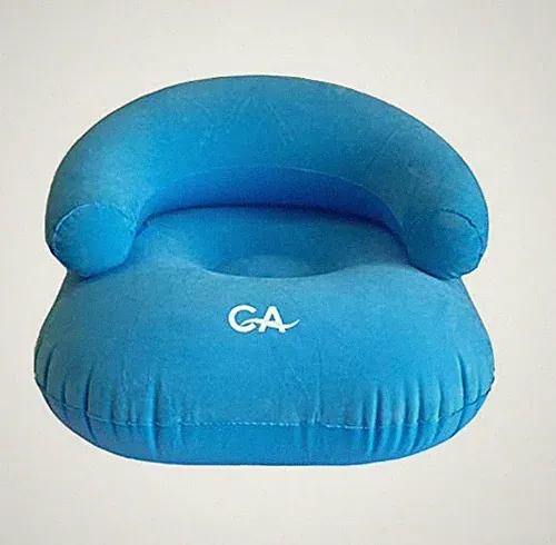 Heavy Duty Inflatable Flocking Lounger Sofa, Wide Armrest Design for Kids Blu...