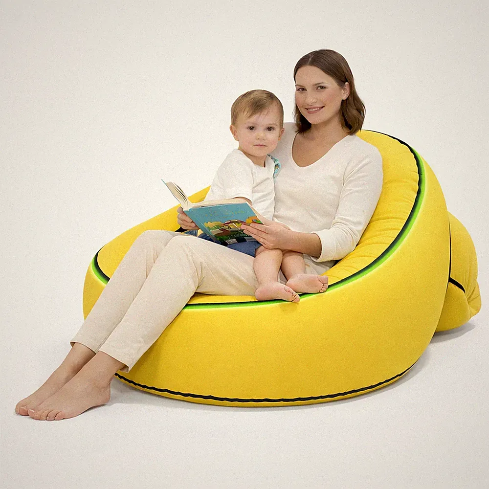 Inflatable Lounger Chair with Glow Edge, Portable Air Sofa for Adults & Kids,...