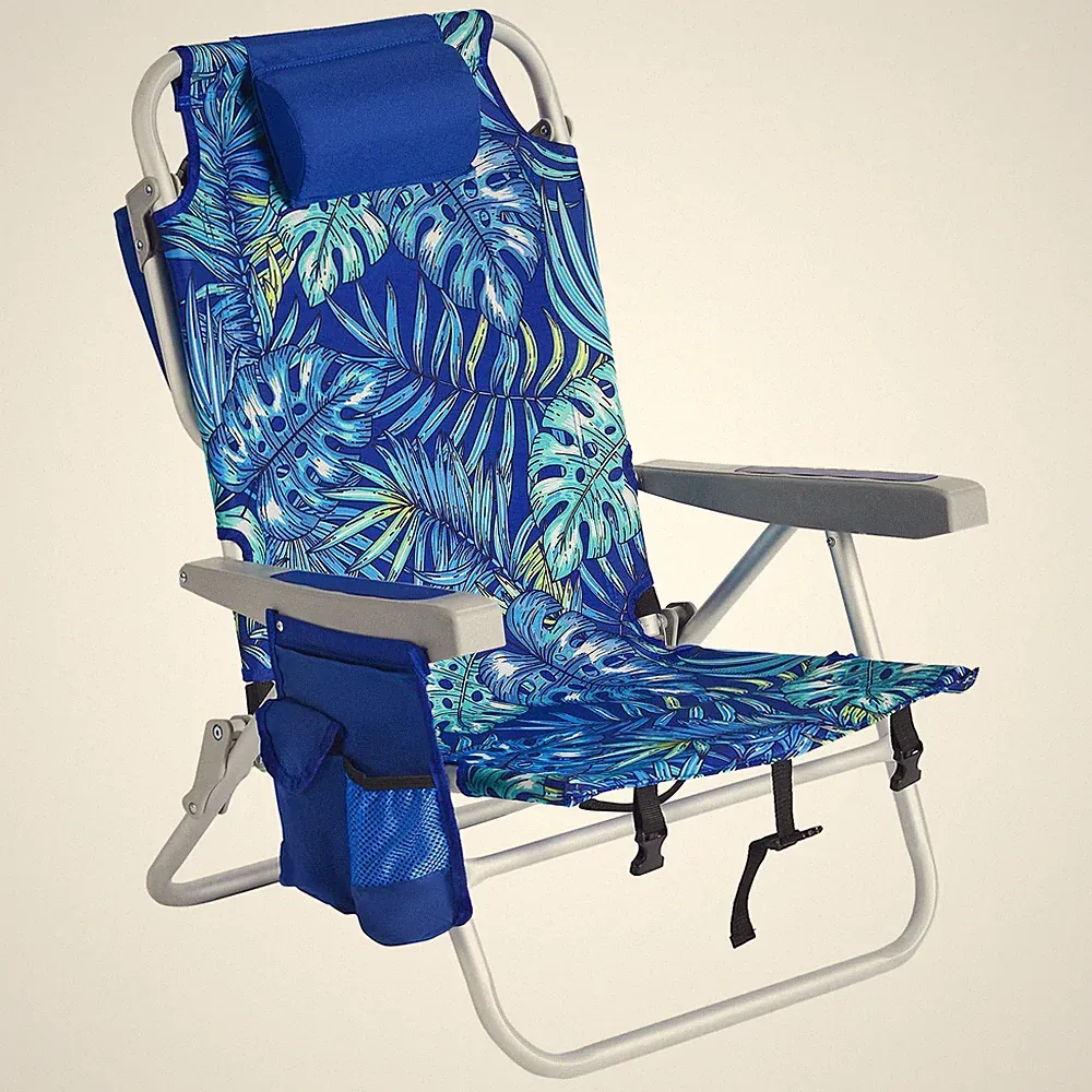 Low Beach Chairs For Adults 5 Position Lay Flat Portable Folding Backpack Beach