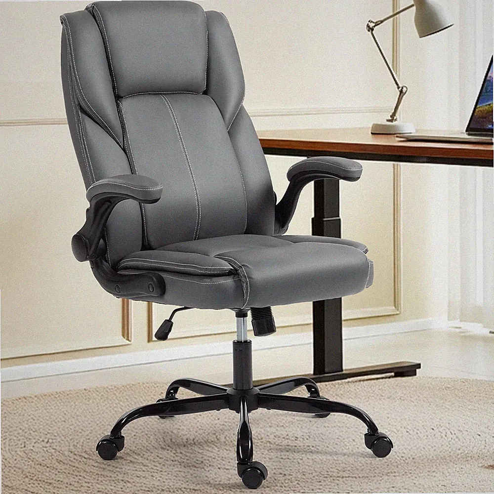 Office Chair - Executive Leather High Back Office Desk Chair with Rocking Fun...