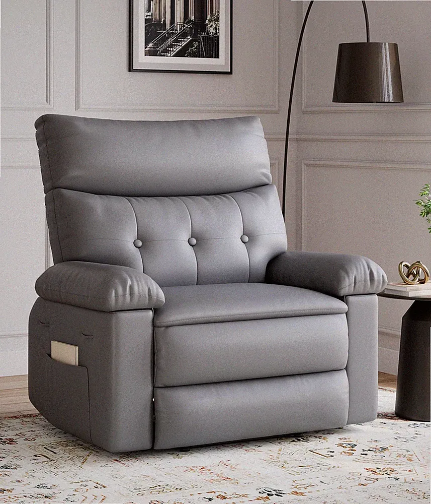 Oversized Recliner Chair - Faux PU Leather Manual Recliner for Adults, Lazy C...