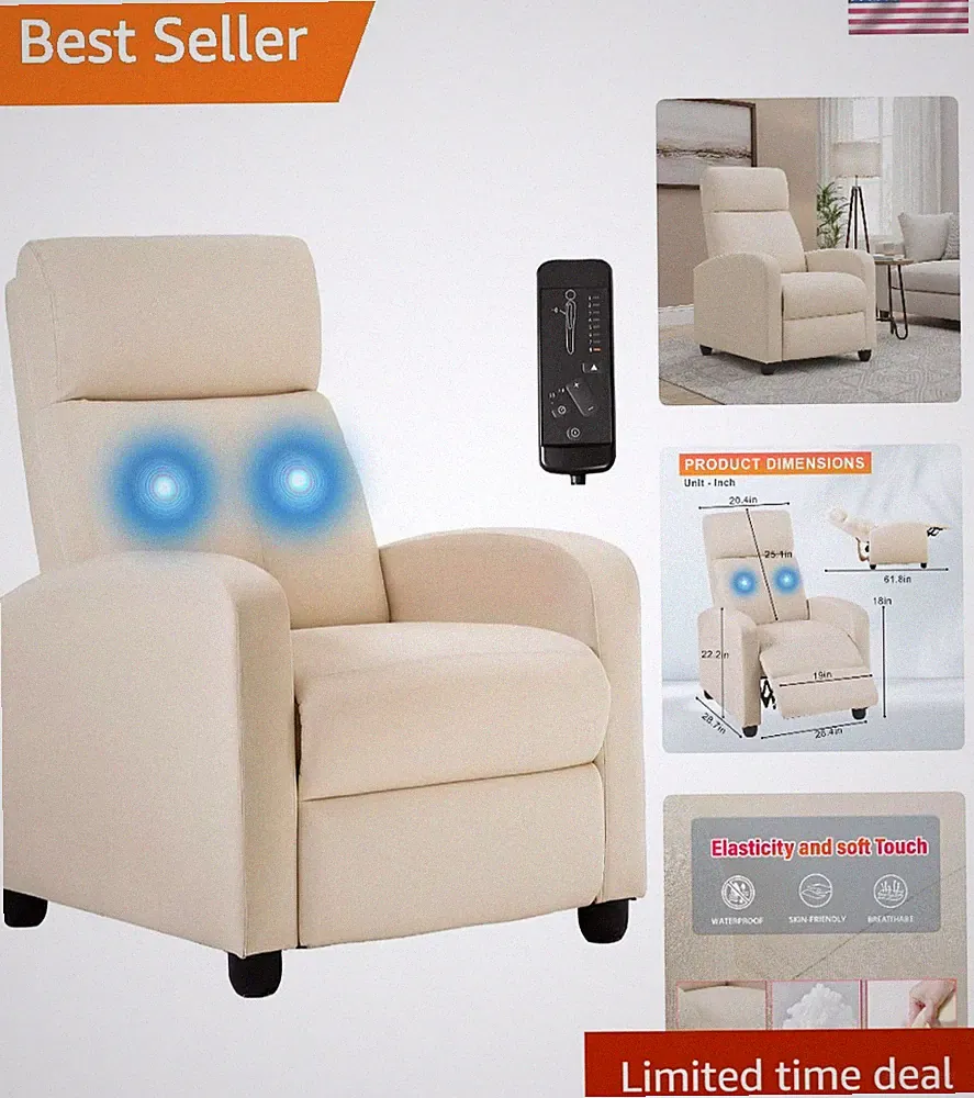 Stylish Faux Leather Recliner Chair with Lumbar Support & 8 Reclining Positions