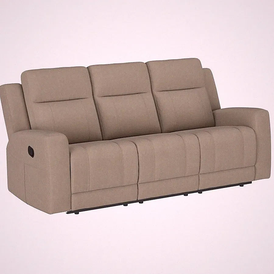 TAUPE SUEDE-LIKE RECLINING SOFA COUCH LIVING ROOM FURNITURE