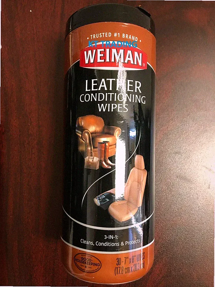 Weiman Leather Conditioning Wipes Furniture Car Seats Shoes Cleaner Polish 30 ct